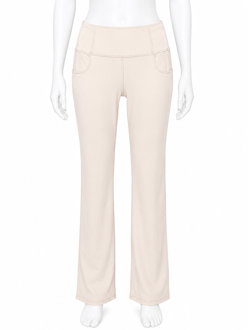 G4Free High Waisted Yoga Dress Pants Beige Bootcut Jean-Style Large 31